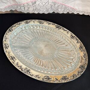 Vintage Godinger Silverplated Serving Tray w/Divided Glass Insert ‘80s Old Money